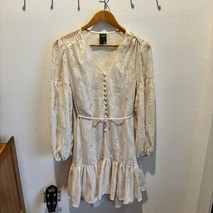 Bohemian Taylor Cream Long Sleeve V-Neck Sundress in size 4
